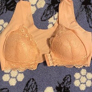 Lace Trim Peach Bra